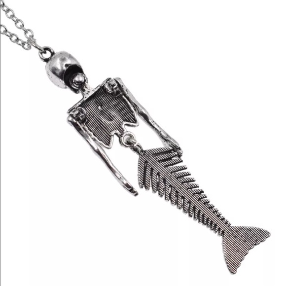 Skeleton Mermaid Pendant Necklace - Picture 2 of 4